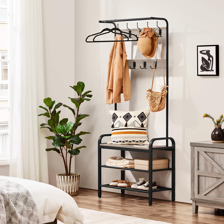 Free standing coat hot sale rack with bench